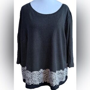 TALBOTS WOMAN Black + White Polka Dot Ponte Knit Top Blouse Plus Size 2x